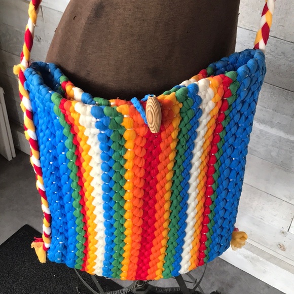 Nylon woven Hipster shoulder crossbody tote bag - Picture 2 of 11